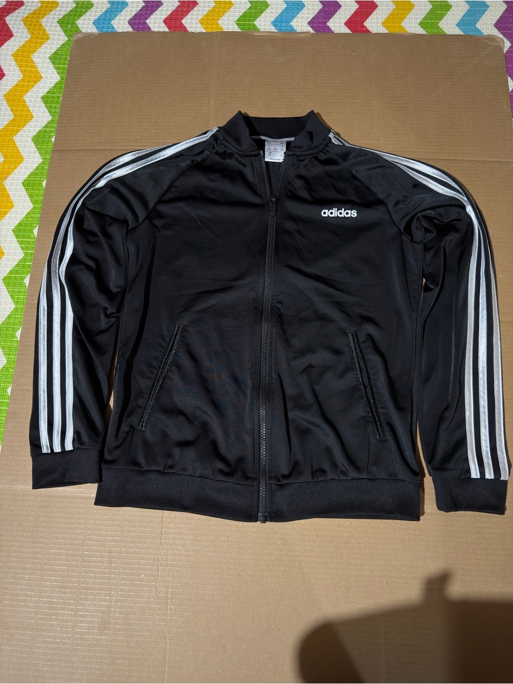 adidas Black Track Jacket with White Stripes